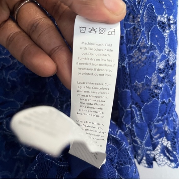 Shoe Dazzle NWT Royal Blue Lace Ruffle Trim Dress - Picture 12 of 14